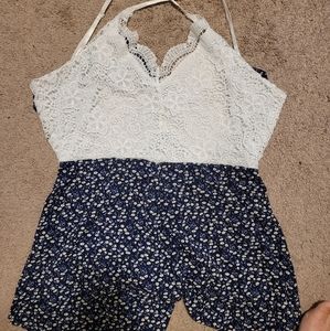 Floral tie back romper